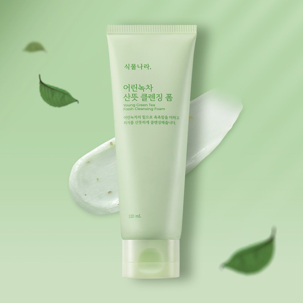 식물나라 어린녹차 산뜻 약산성 클렌징 폼 120ml + 120ml 기획 상세 이미지 1